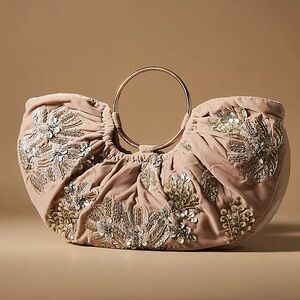 Anthropologie Embellished Embroidered Sequin Velvet Satchel